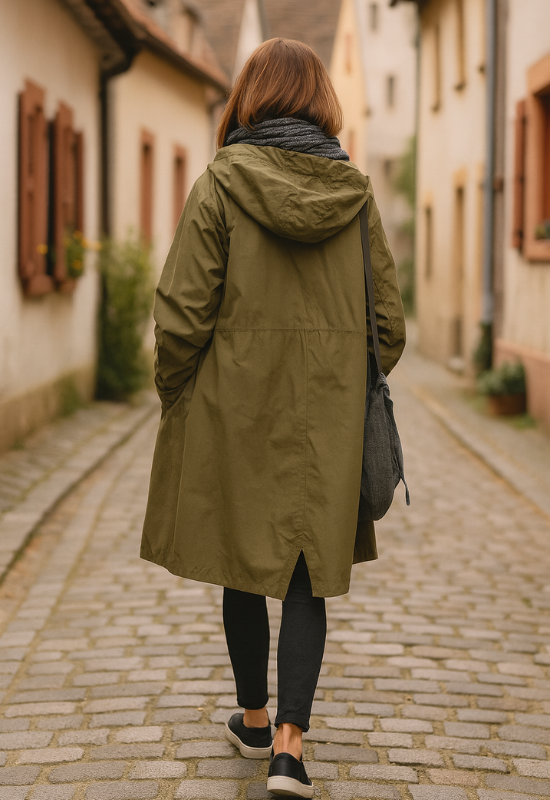 Women's Long Hooded Trench Coat - Stylish Casual Outerwear