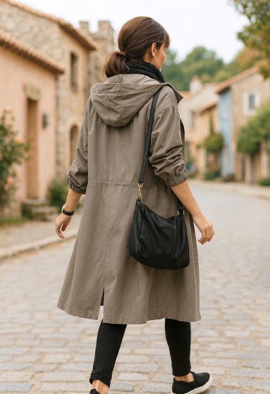 Women's Long Hooded Trench Coat - Stylish Casual Outerwear