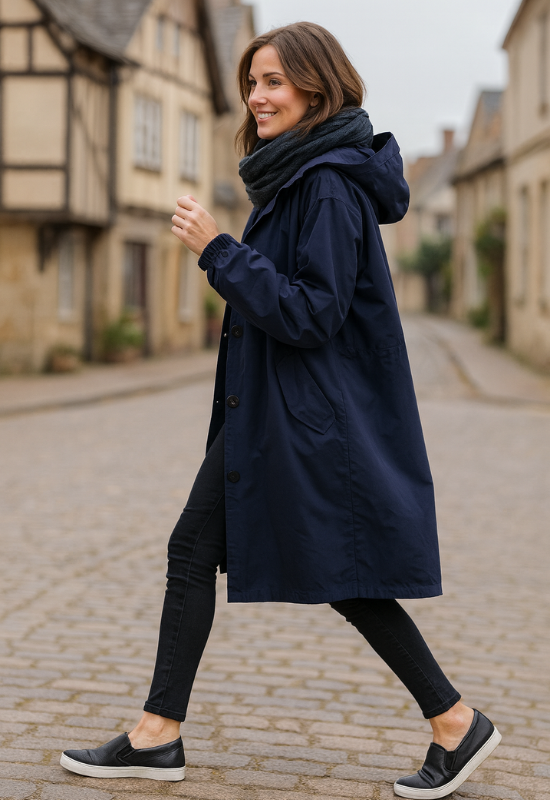 Women's Long Hooded Trench Coat - Stylish Casual Outerwear