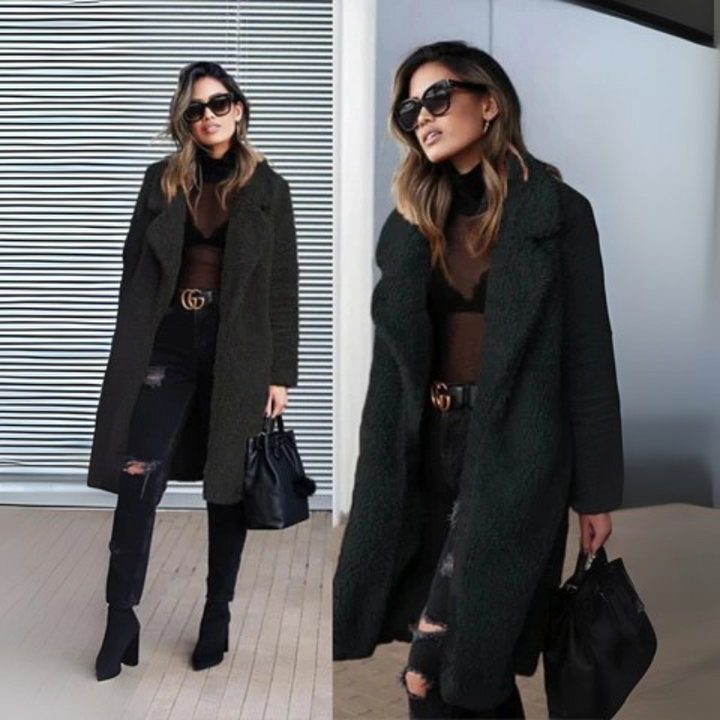 Women's Long Teddy Coat - Faux Fur Winter Outerwear