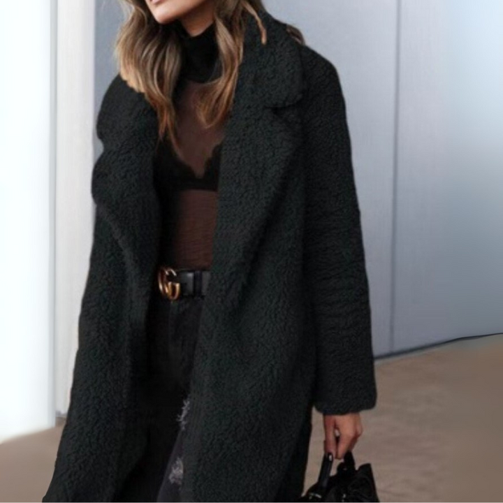 Women's Long Teddy Coat - Faux Fur Winter Outerwear