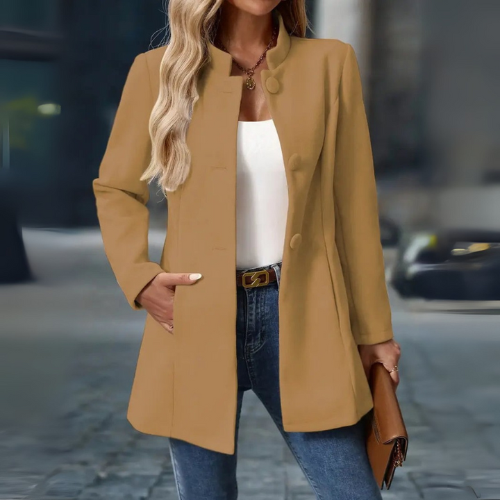 Women's Long Winter Coat with Buttons – Classic Cold Weather Wear