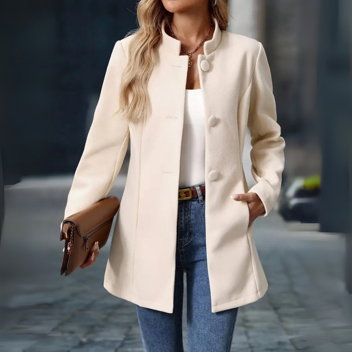 Women's Long Winter Coat with Buttons – Classic Cold Weather Wear