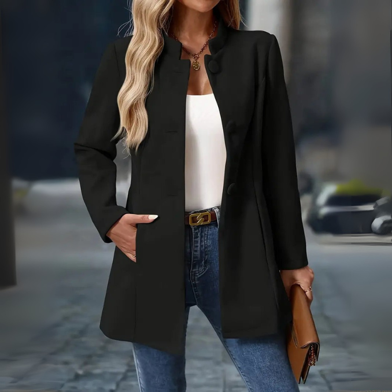 Women's Long Winter Coat with Buttons – Classic Cold Weather Wear