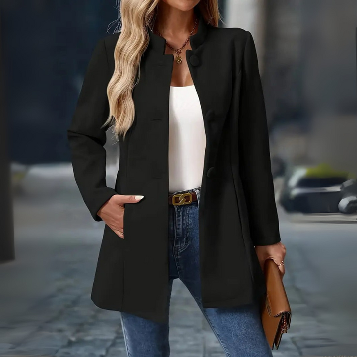 Women's Long Winter Coat with Buttons – Classic Cold Weather Wear