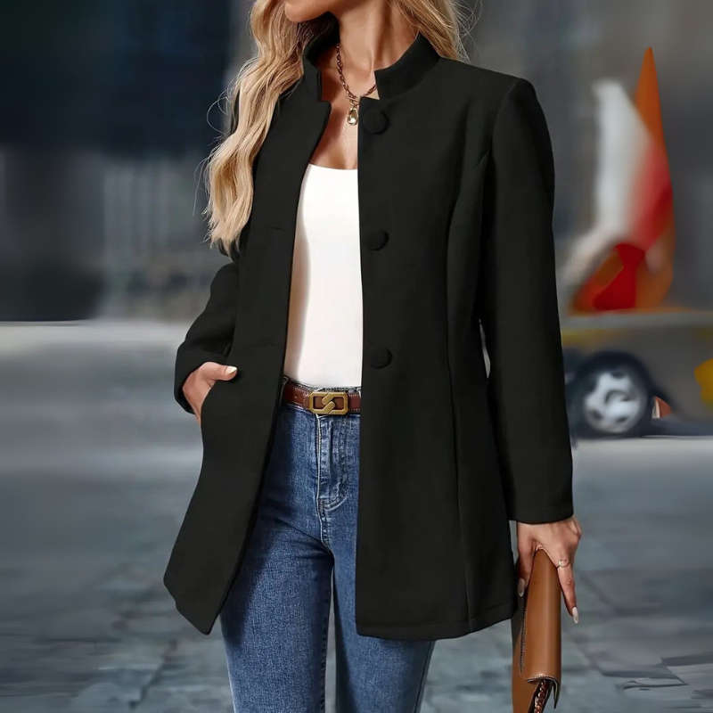 Women's Long Winter Coat with Buttons – Classic Cold Weather Wear