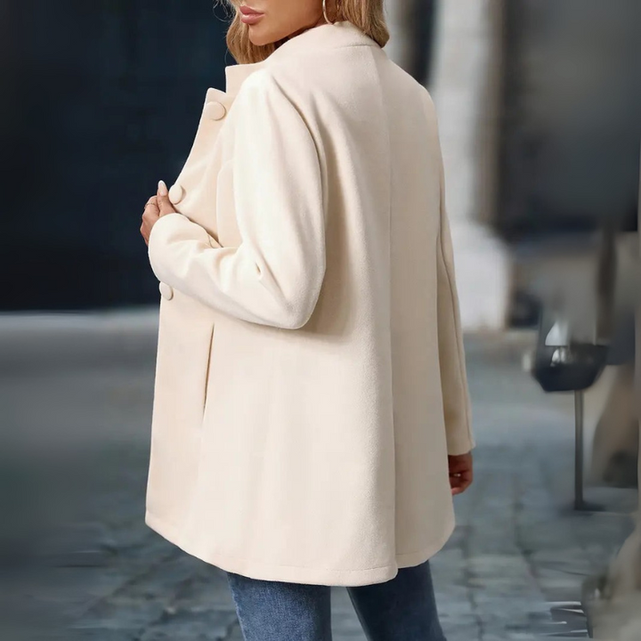 Women's Long Winter Coat with Buttons – Classic Cold Weather Wear