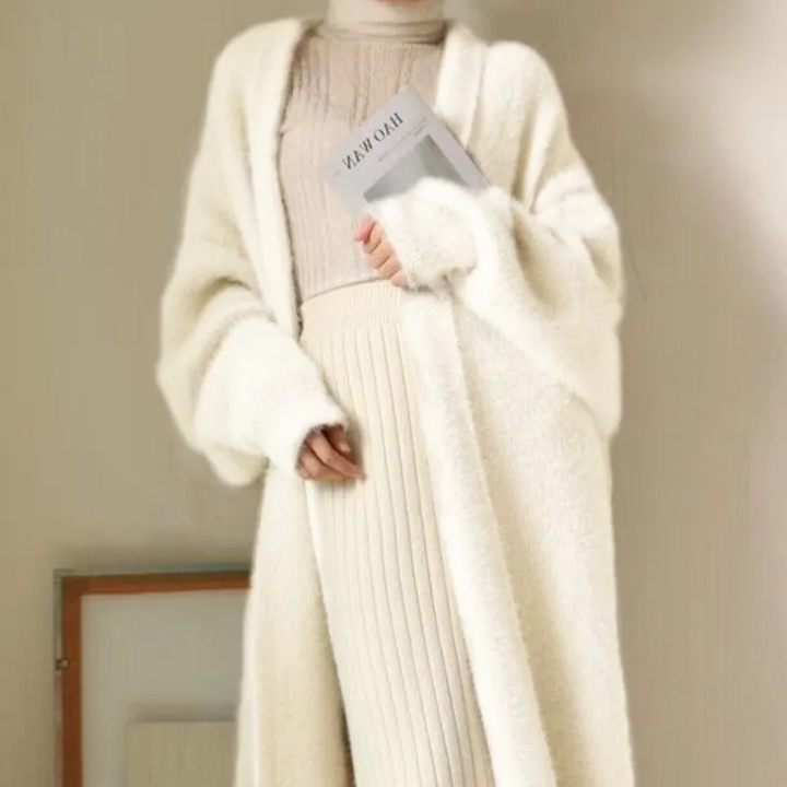 Women's Longline Cashmere Coat - Open Front