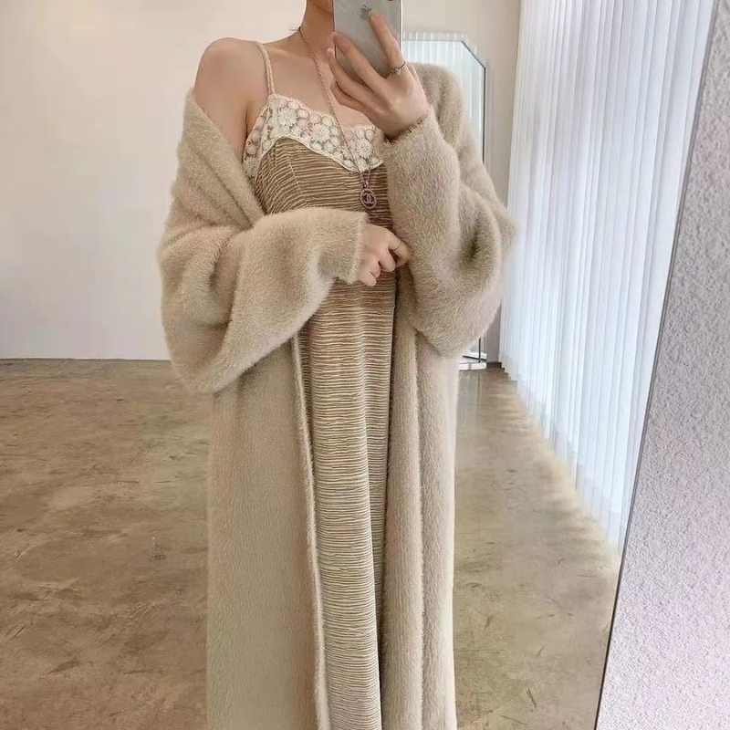 Women's Longline Cashmere Coat - Open Front