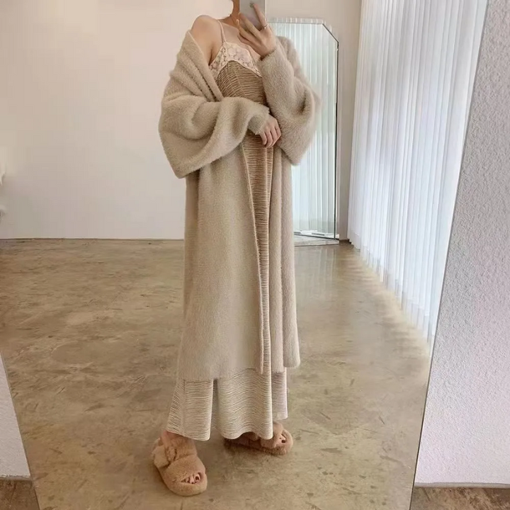 Women's Longline Cashmere Coat - Open Front