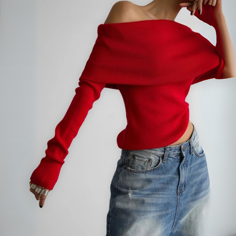 Women's Off-Shoulder Sweater Going Out Top