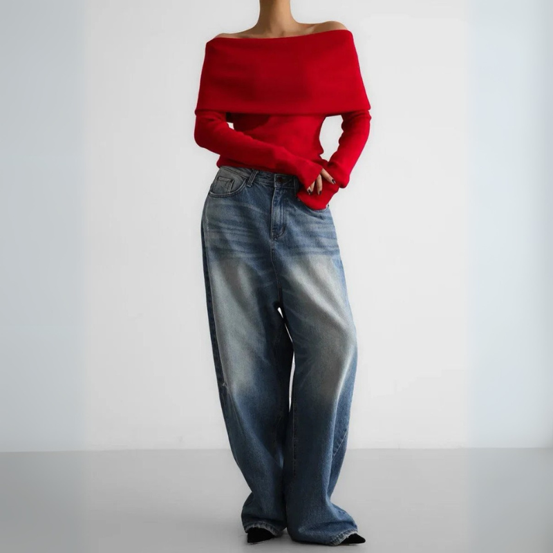 Women's Off-Shoulder Sweater Going Out Top