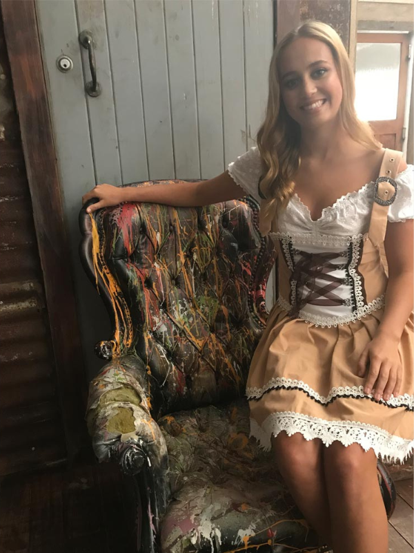 Women's Oktoberfest Dirndl  Halloween Costume with Cropped Shirt and Adjustable Straps