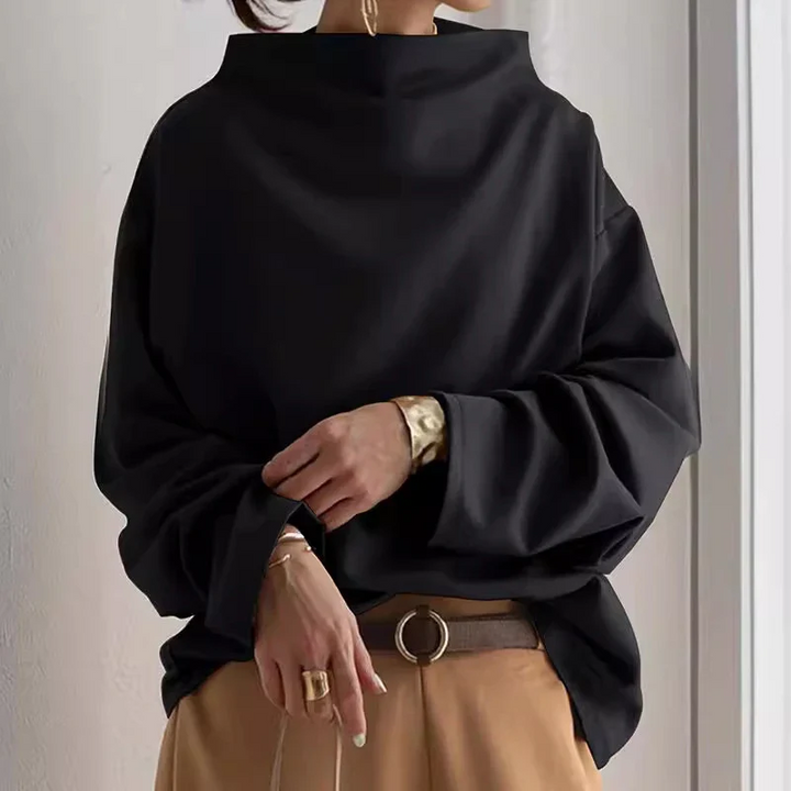 Women's Oversized High Collar Hoodie - Relaxed Fit