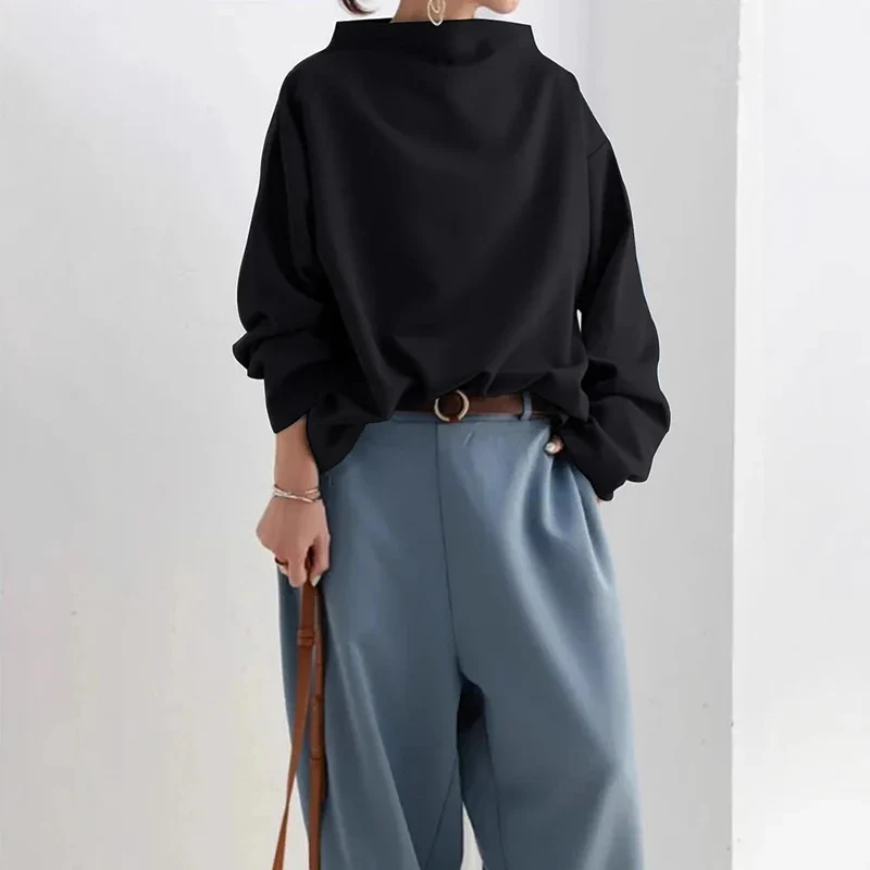 Women's Oversized High Collar Hoodie - Relaxed Fit