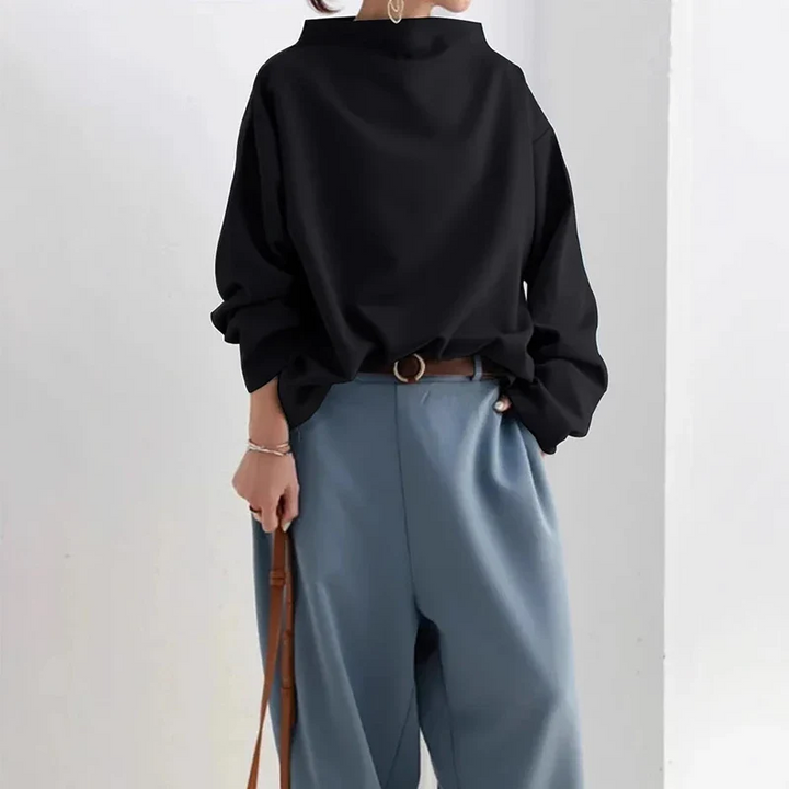 Women's Oversized High Collar Hoodie - Relaxed Fit