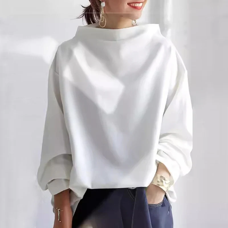 Women's Oversized High Collar Hoodie - Relaxed Fit