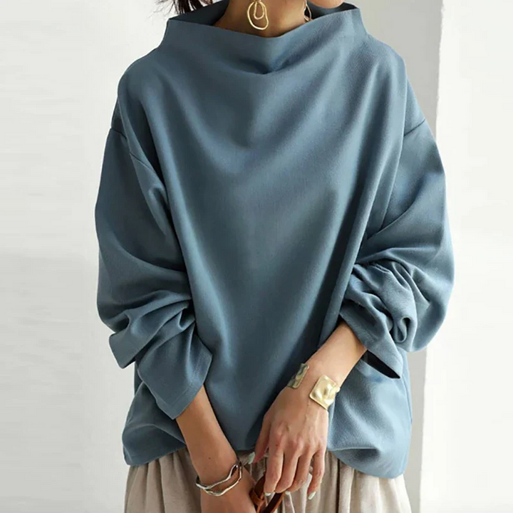 Women's Oversized High Collar Hoodie - Relaxed Fit