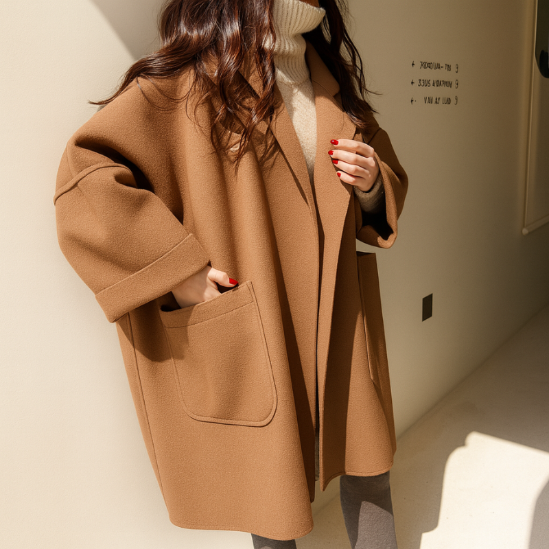 Women's Oversized Trench Coat – Double-Breasted Belted Style