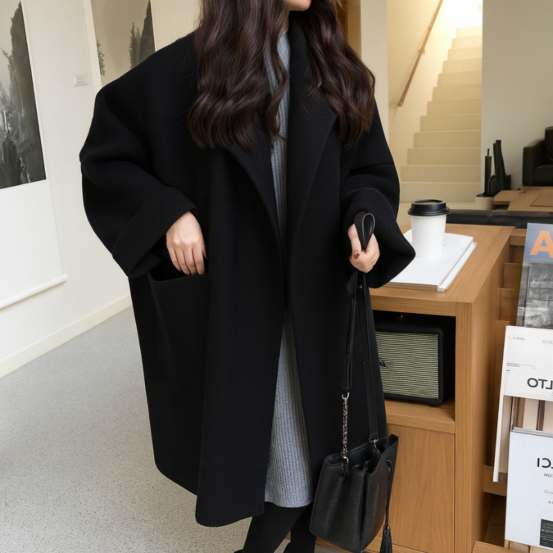 Women's Oversized Trench Coat – Double-Breasted Belted Style