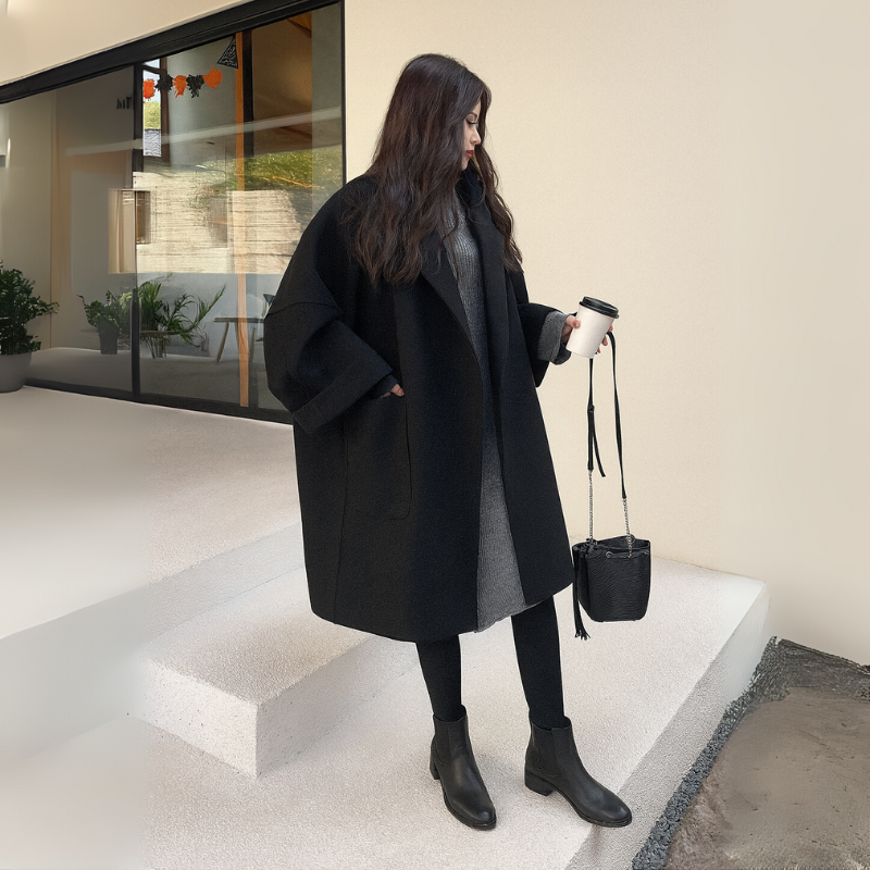 Women's Oversized Trench Coat – Double-Breasted Belted Style
