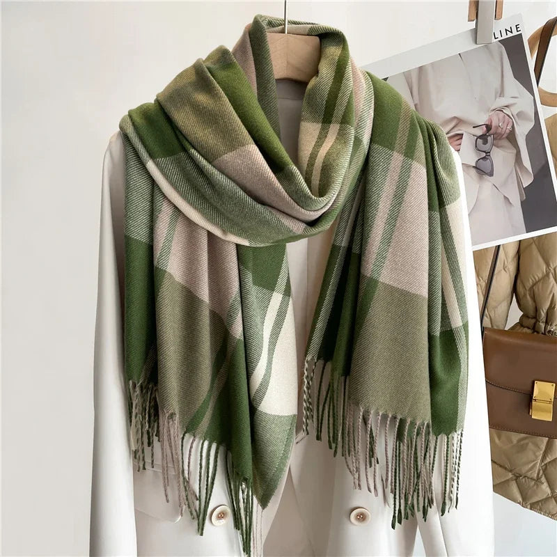 Women's Plaid Scarf Cashmere Blend Accessory
