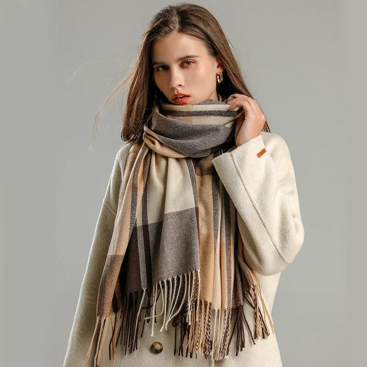 Women's Plaid Scarf Cashmere Blend Accessory