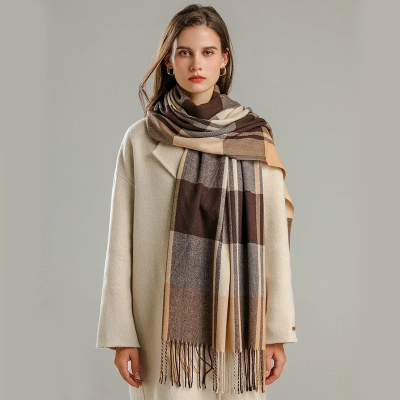 Women's Plaid Scarf Cashmere Blend Accessory