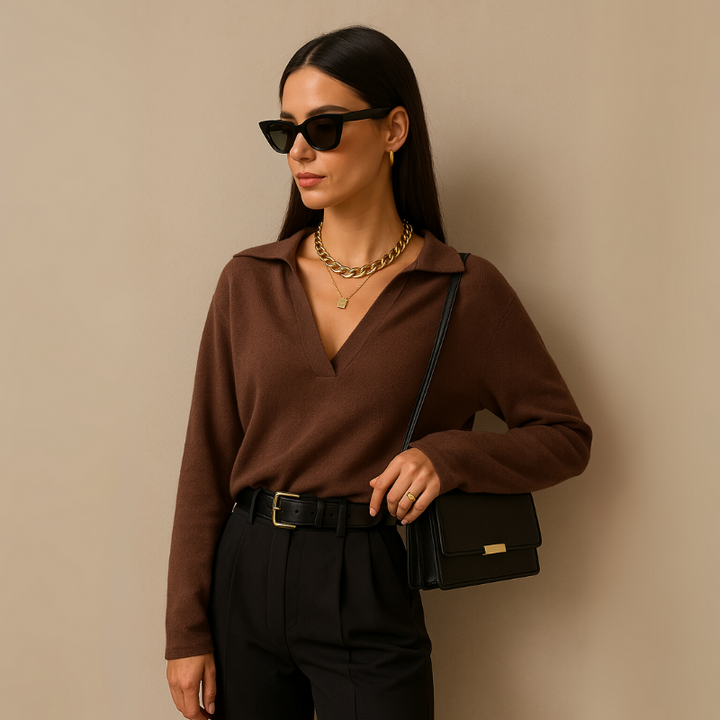 Women's Casual Polo Sweater - Going Out Top