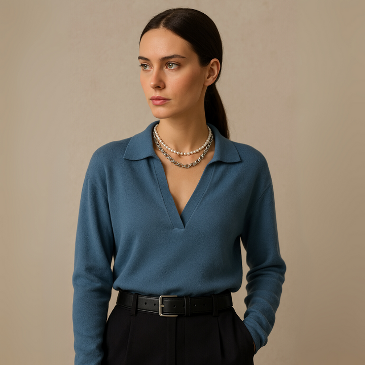 Women's Casual Polo Sweater - Going Out Top