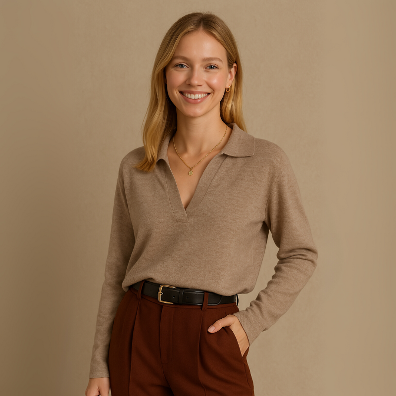 Women's Casual Polo Sweater - Going Out Top