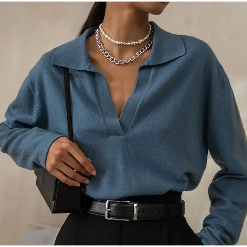 Women's Casual Polo Sweater - Going Out Top