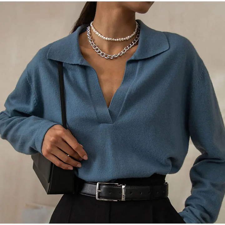 Women's Casual Polo Sweater - Going Out Top