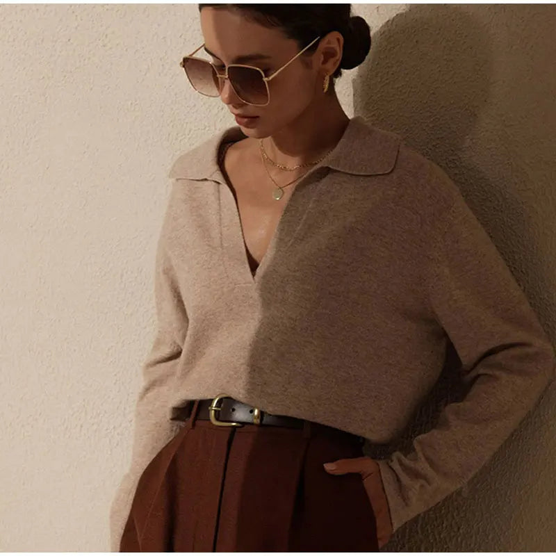 Women's Casual Polo Sweater - Going Out Top