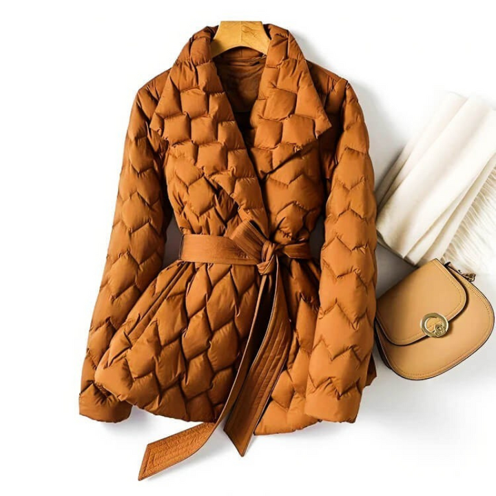 Women's Quilted Down Coat – Water-Resistant Mid-Length Winter Jacket