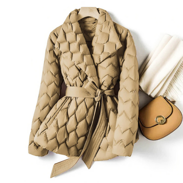 Women's Quilted Down Coat – Water-Resistant Mid-Length Winter Jacket