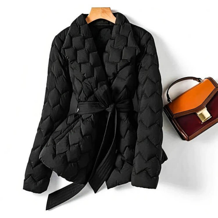 Women's Quilted Down Coat – Water-Resistant Mid-Length Winter Jacket