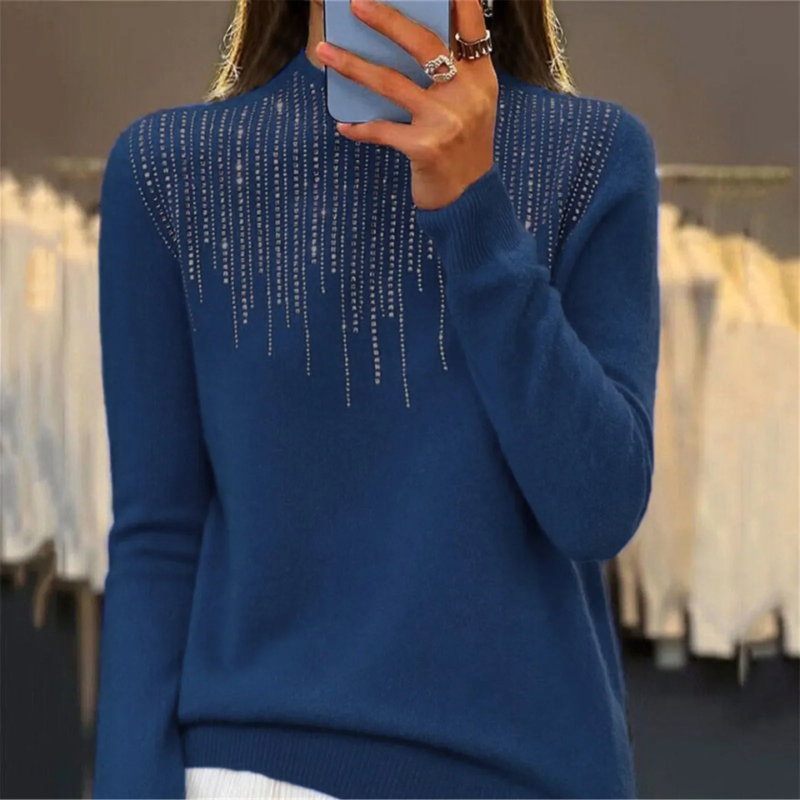 Women's Semi-Turtleneck Winter Sweater with Sequins