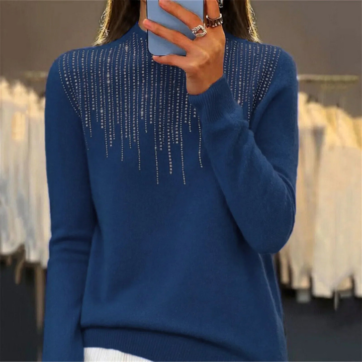 Women's Semi-Turtleneck Winter Sweater with Sequins