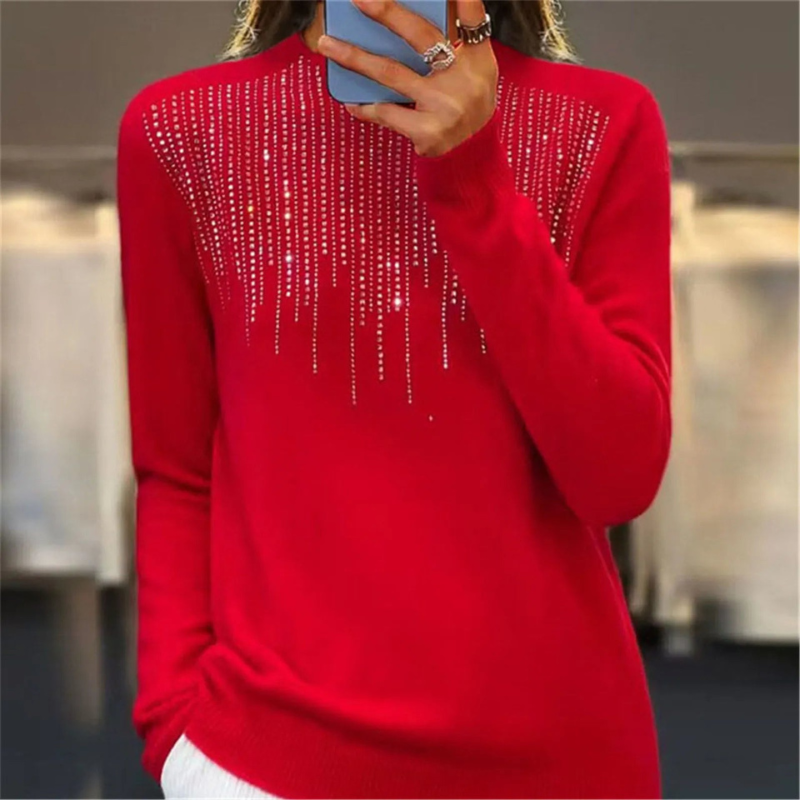 Women's Semi-Turtleneck Winter Sweater with Sequins