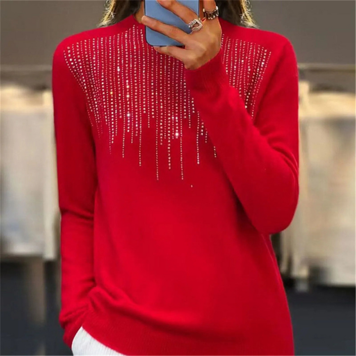 Women's Semi-Turtleneck Winter Sweater with Sequins