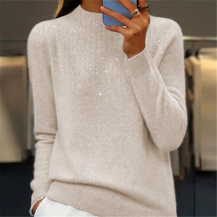 Women's Semi-Turtleneck Winter Sweater with Sequins