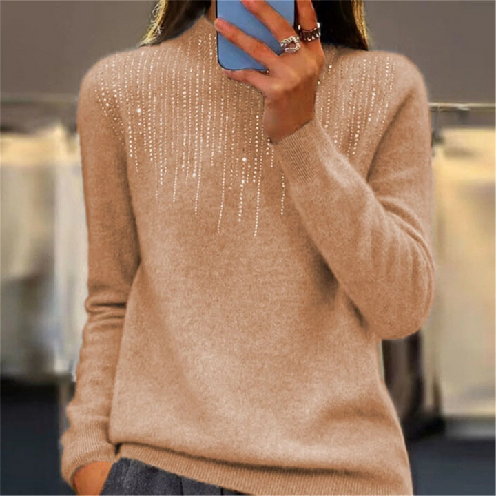 Women's Semi-Turtleneck Winter Sweater with Sequins