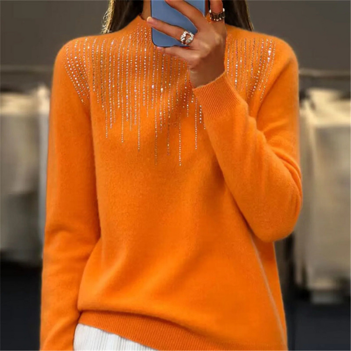 Women's Semi-Turtleneck Winter Sweater with Sequins