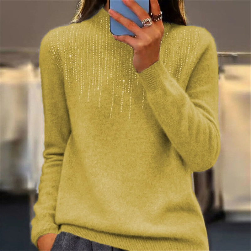 Women's Semi-Turtleneck Winter Sweater with Sequins