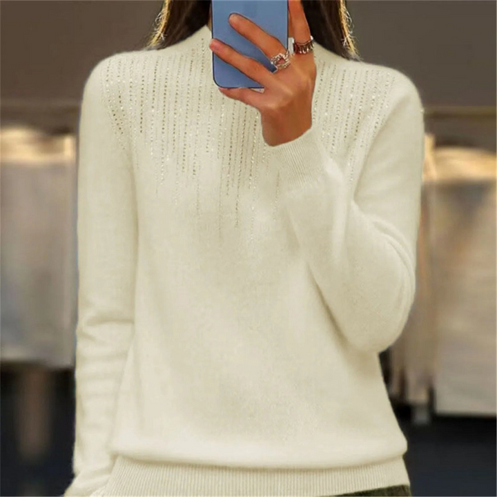 Women's Semi-Turtleneck Winter Sweater with Sequins