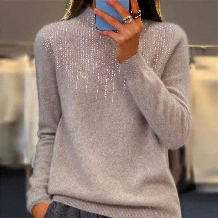 Women's Semi-Turtleneck Winter Sweater with Sequins