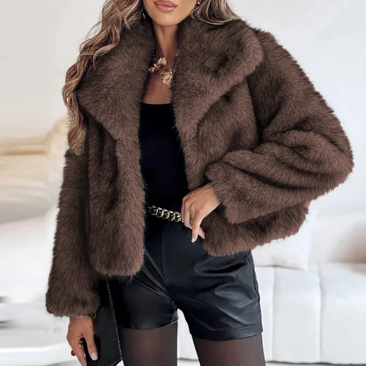 Women's Short Faux Fur Jacket – Stylish Winter Coat