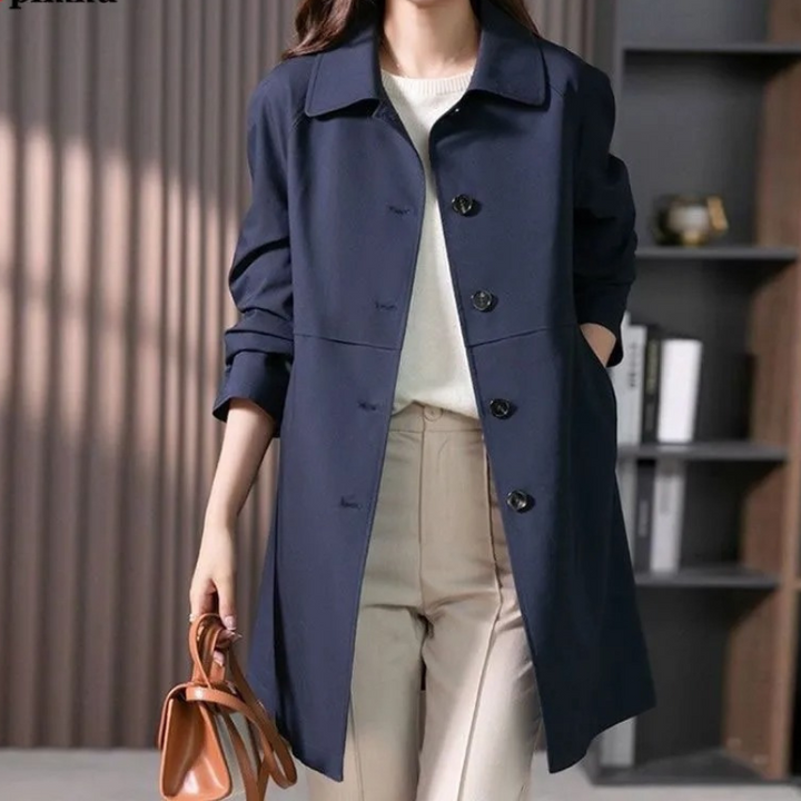 Women's LongTrench Coat - Classic Tailored Design for All Seasons