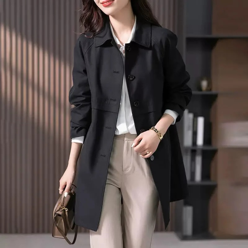 Women's LongTrench Coat - Classic Tailored Design for All Seasons
